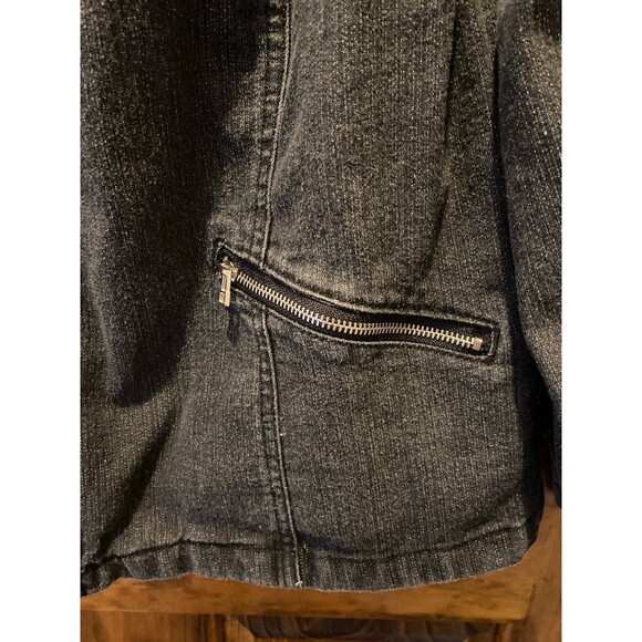 Ruby Rd Woman Studded Jacket Plus Size 16W Black Sparkly w/ Tiny Studs Zip Front - Picture 5 of 11